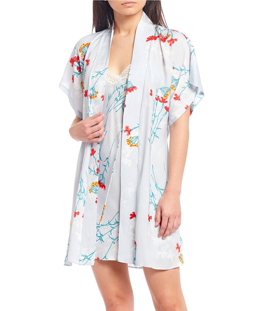 PJ Salvage Solid Ribbed Knit Long Wrap Robe