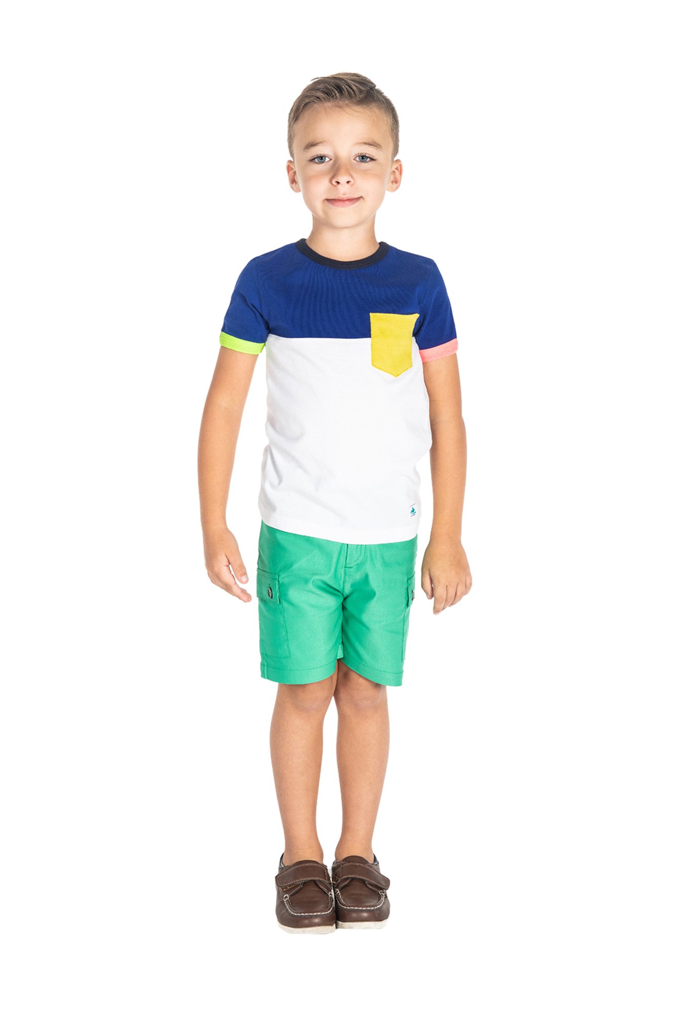 Cherry Crumble By Nitt Hyman Boys White Color Block T-Shirt