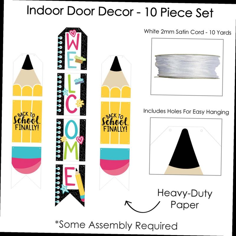 Big Dot of Happiness Goodbye Distance Learning - Hanging Vertical Paper Door Banners - Back to School Classroom Wall Decor Kit - Indoor Door Decor