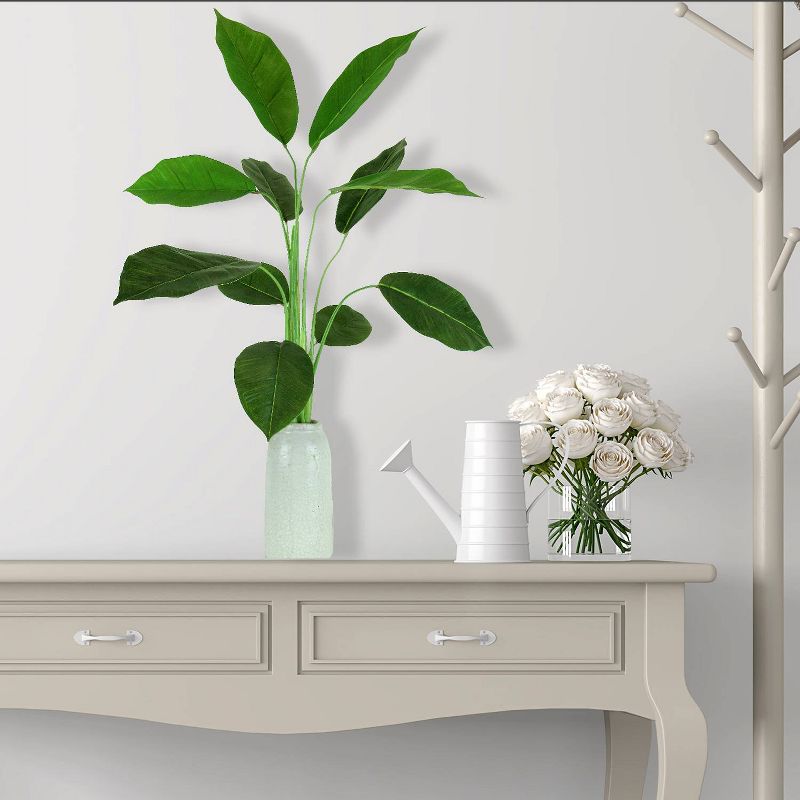 30" x 14" Artificial Rubber Plant in Crackle Vase Cream - LCG Florals