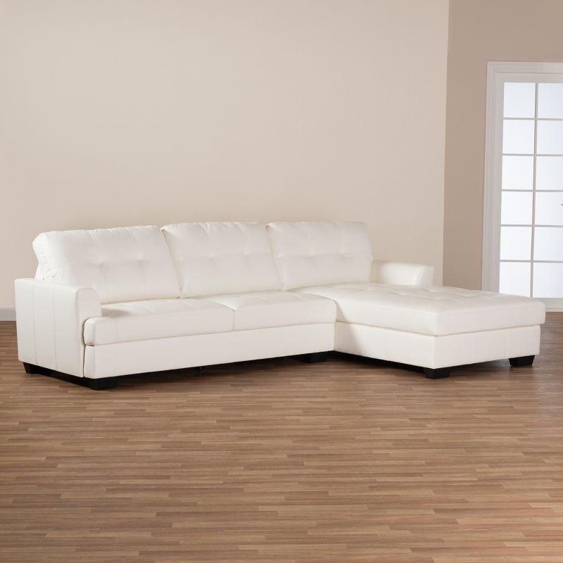 Adalynn Faux Leather Upholstered Sectional Sofa White - Baxton Studio