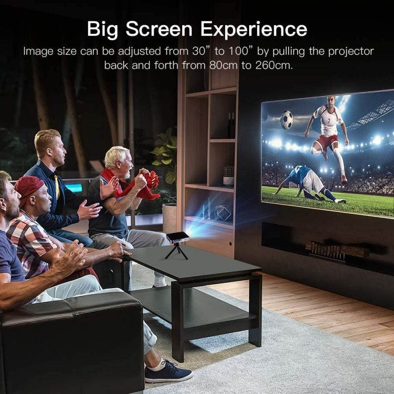 APEMAN NM4 Mini Portable Projector, Video DLP Pocket Projector for Home and Outdoor Entertainment, Support 1080P HDMI Input Built-in Rechargeable Battery Stereo Speakers with Upgraded 360&deg; Tripod