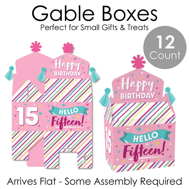 Big Dot of Happiness Adult 50th Birthday - Gold - Square Favor Gift Boxes - Birthday Party Bow Boxes - Set of 12