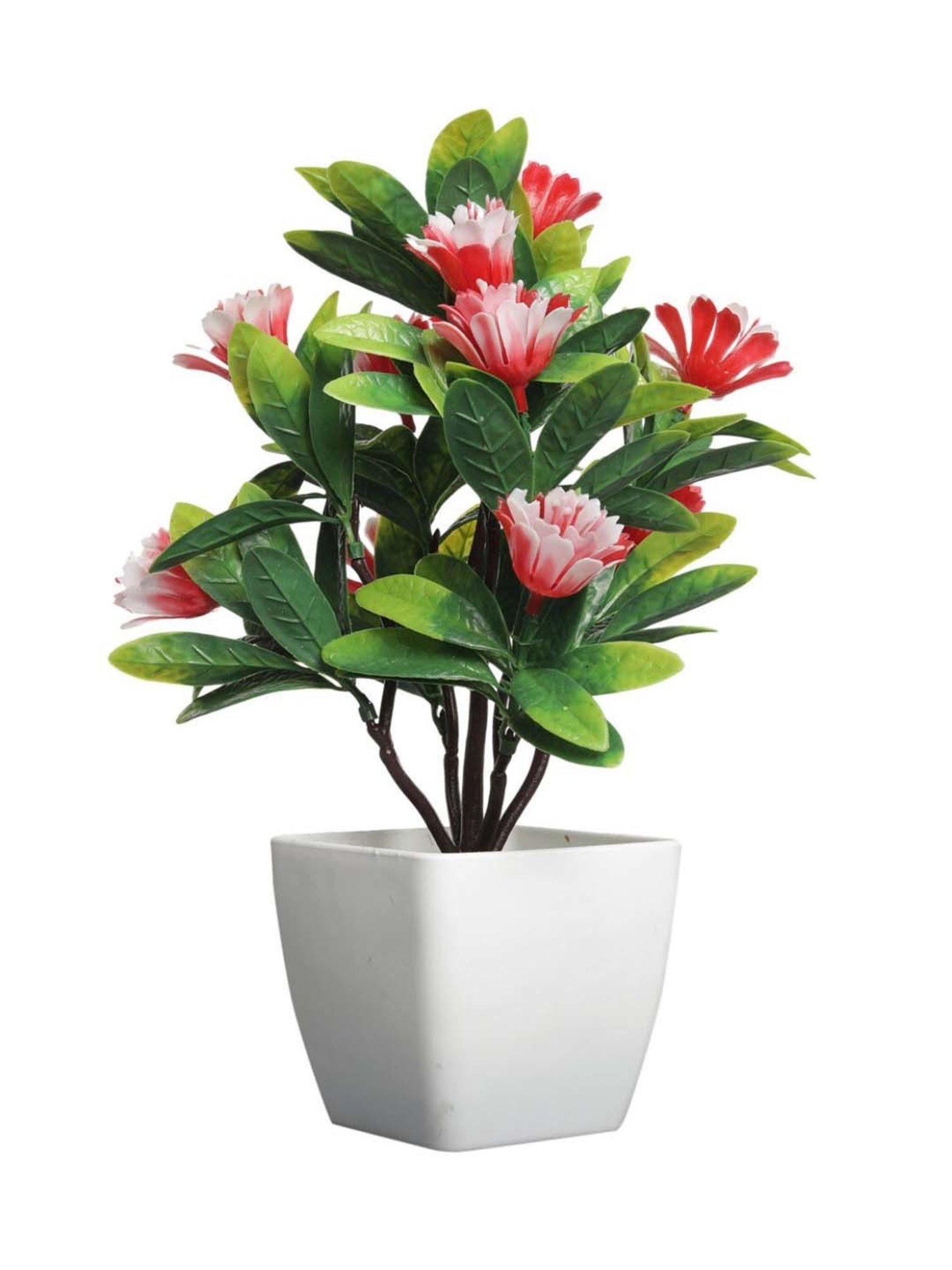 Foliyaj Red & Yellow Plastic Artificial Bonsai Trees - Set of 2