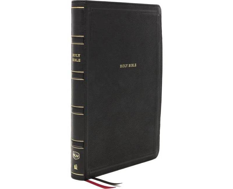 Nkjv, Deluxe Thinline Reference Bible, Leathersoft, Black, Thumb Indexed, Red Letter Edition, Comfort Print - by  Thomas Nelson (Leather Bound)