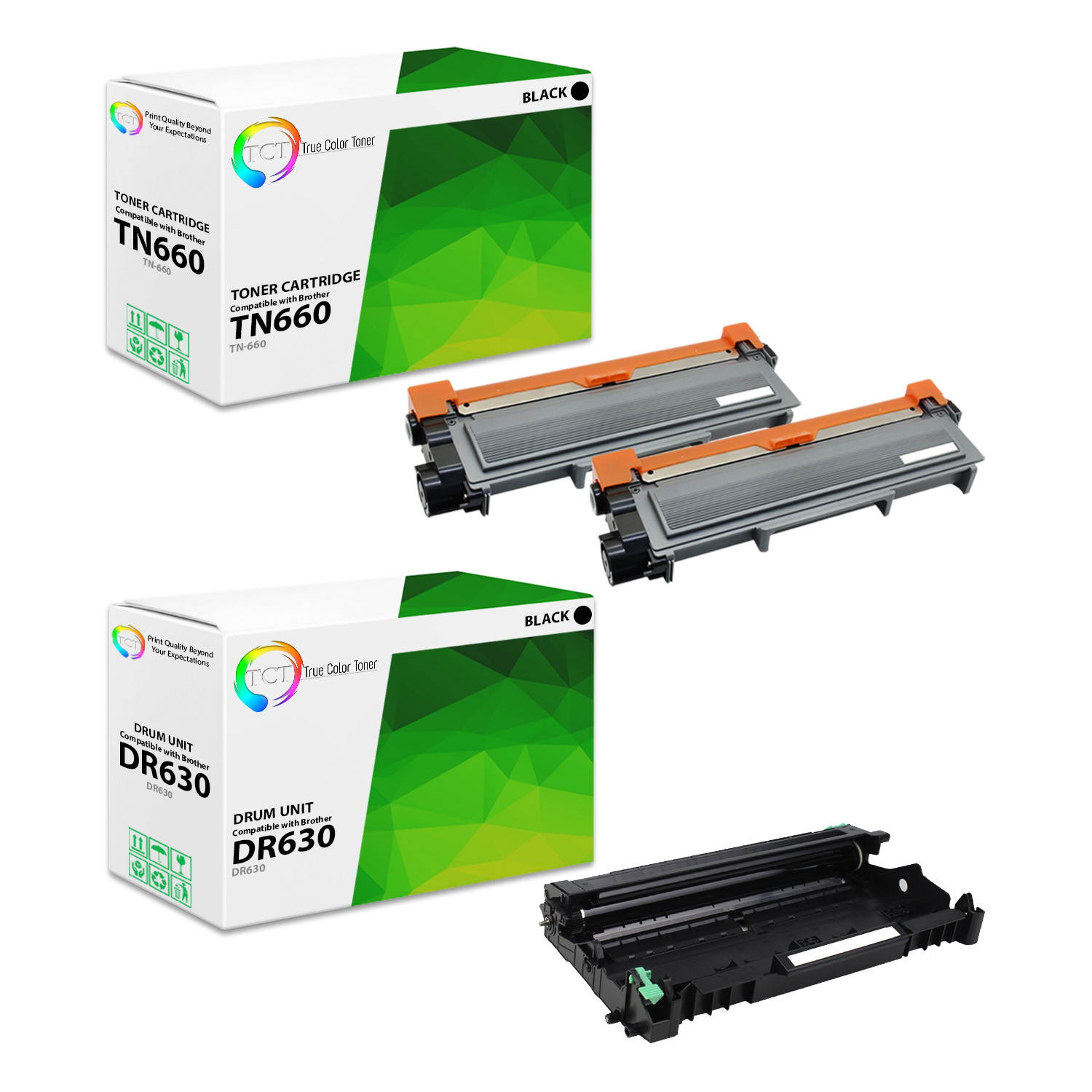 TCT Premium Compatible Toner Cartridge Replacement for Brother TN-660 TN660 Black High Yield works with Brother HL-L2340DW, MFC-L2700DW L2740DW, DCP-L2520DW L2540DW Printers (2,600 Pages) - 4 Pack