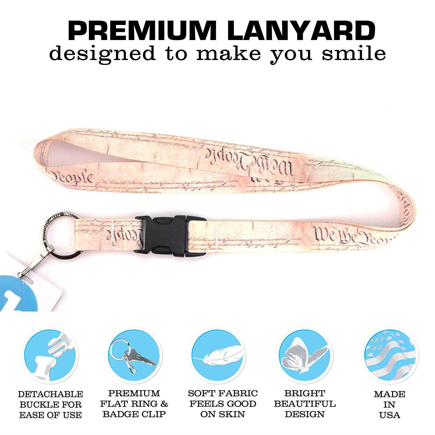 Buttonsmith We The People Premium Lanyard with Buckle and Flat Ring - Made in The USA