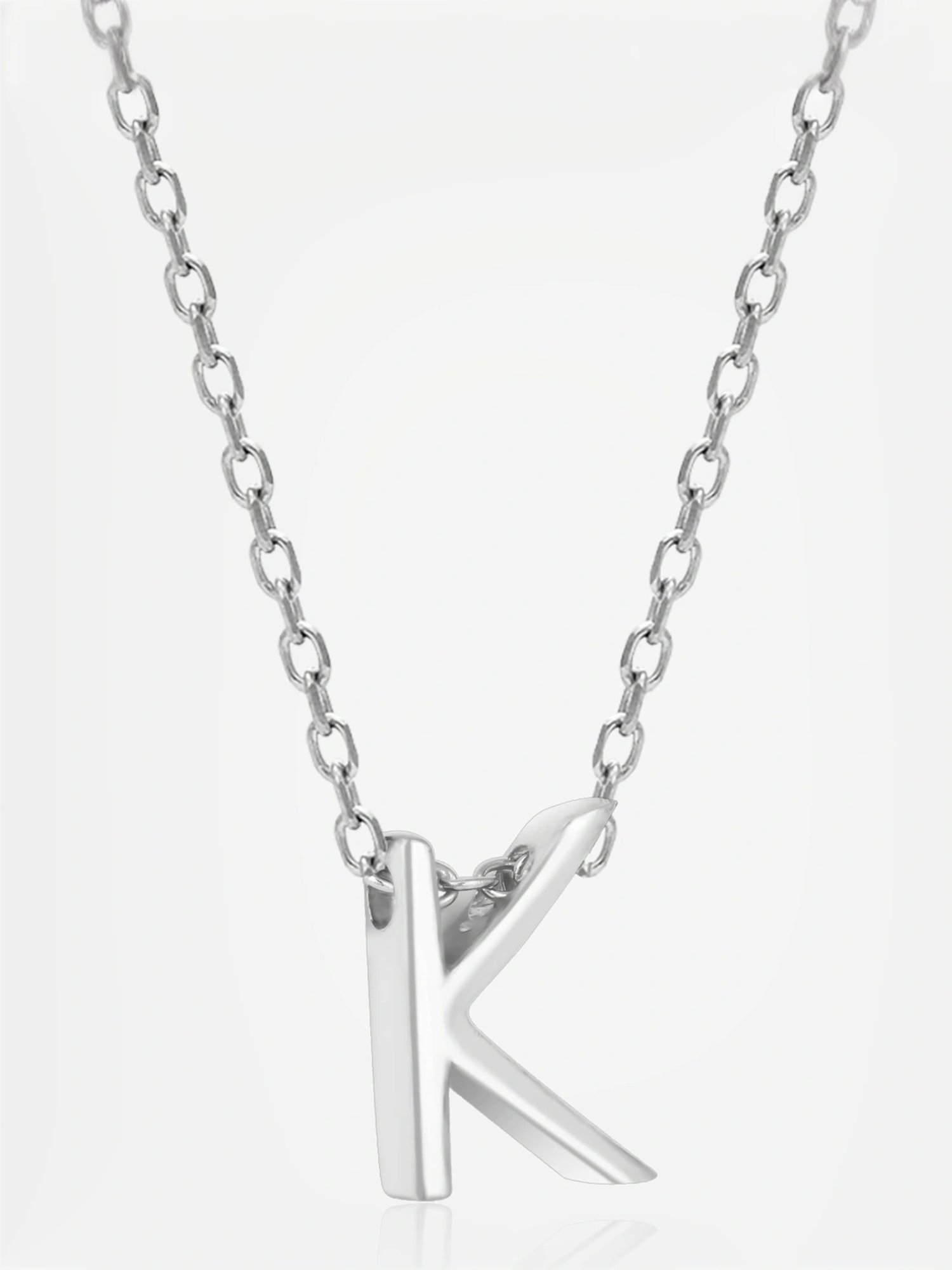 Touch925 Sterling Silver Kinetic K Initial Chain Pendant