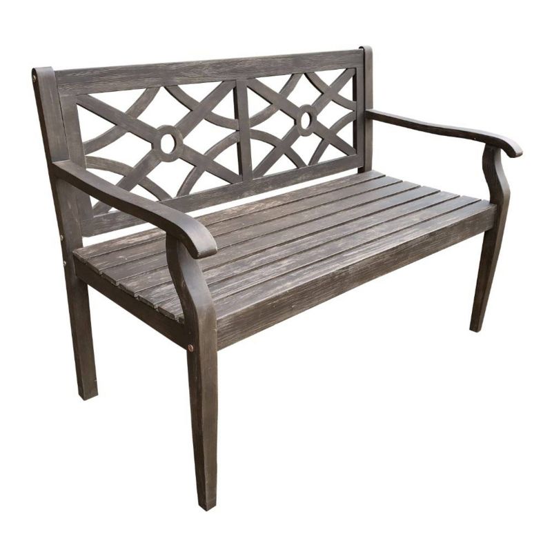 Wood Outdoor Bench in Natural Brown-Pemberly Row