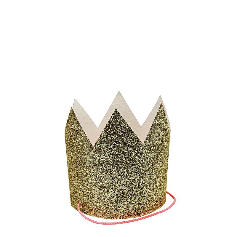 Meri Meri - Mini Gold Glitter Crowns - Wearable Party Accessories - 8ct