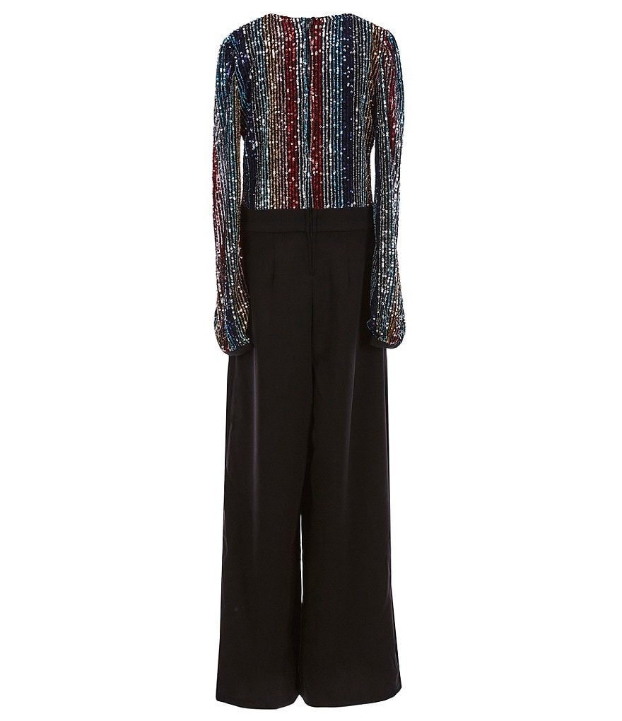 Honey and Rosie Big Girls 7-16 Long-Sleeve Rainbow Sequin Jumpsuit