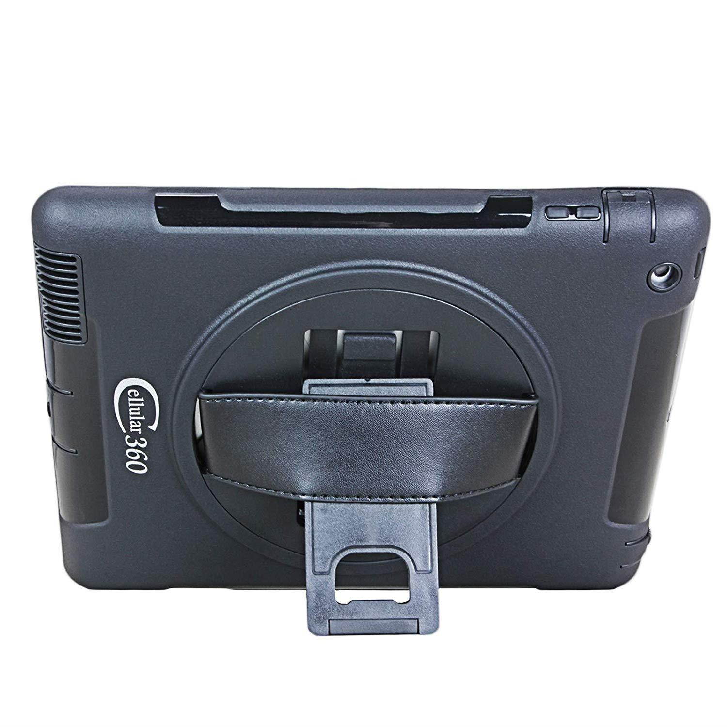 Cellular360 Shockproof Case for iPad 2 iPad 3 iPad 4, Protective and Handy Case with a 360 Degree Rotatable Kickstand and Handle (Black)