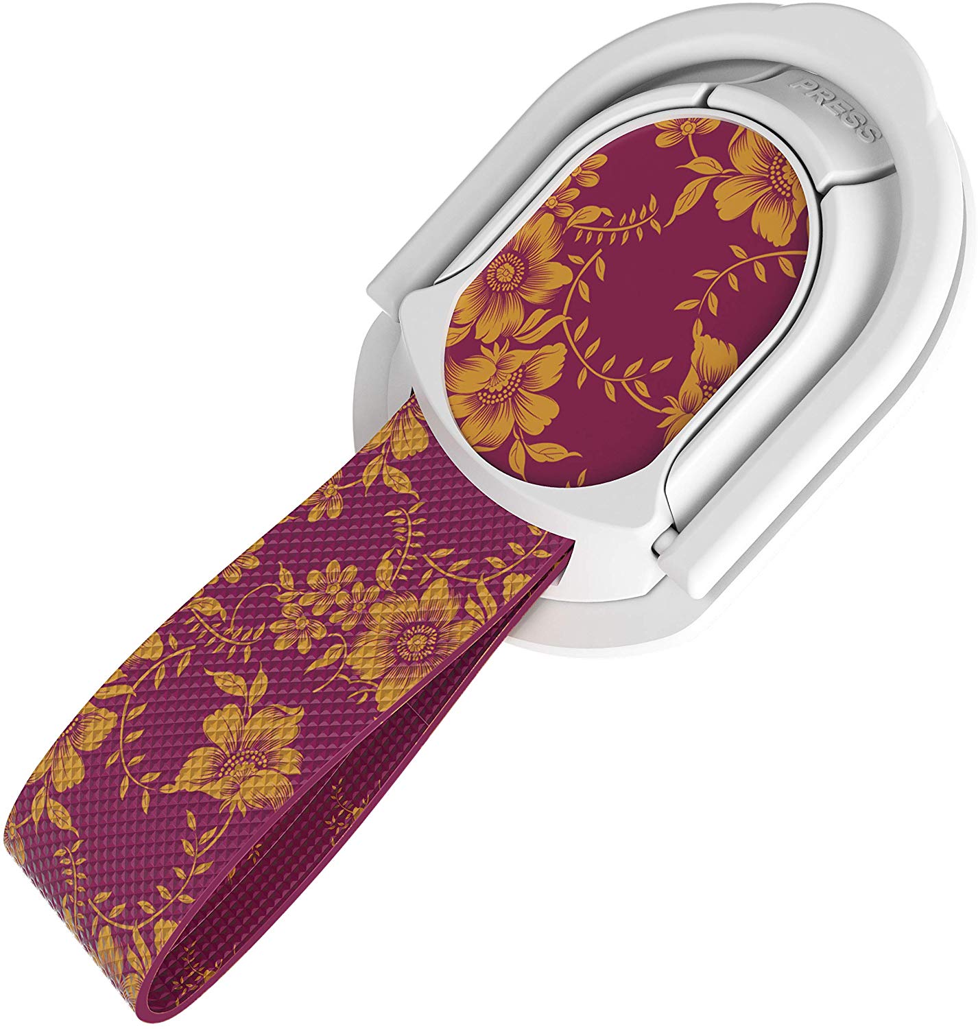 Ghostek Loop Phone Ring Holder Strap with Stand and Smartphone Car Holder Magnet Cute iPhone Grips for Women Perfect for Taking Selfies Removable for Wireless Charging Compatible - (Floral Fuchsia)