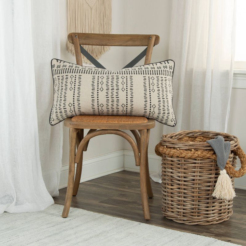 14"x26" Motifs Polyester Filled Pillow Charcoal - Donny Osmond Home