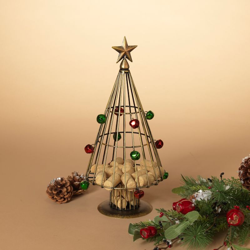 Gerson International 14-Inch tall Metal Holiday Wine Cork Holder Tree