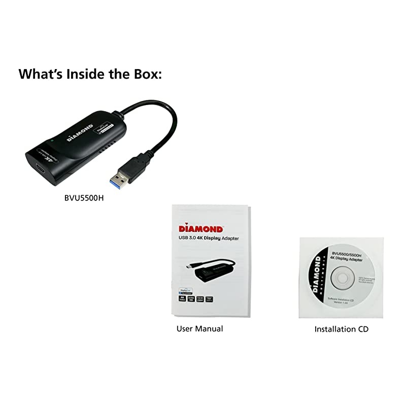 BVU5500H USB to HDMI 4K2K Video Graphics Adapter with Audio for Multiple Monitors 3840 X 2160 supports Windows 108187