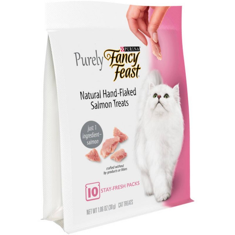 Purina Fancy Feast Purely Hand-Flaked Salmon Meaty Cat Treats - 1.06oz/10ct Pack
