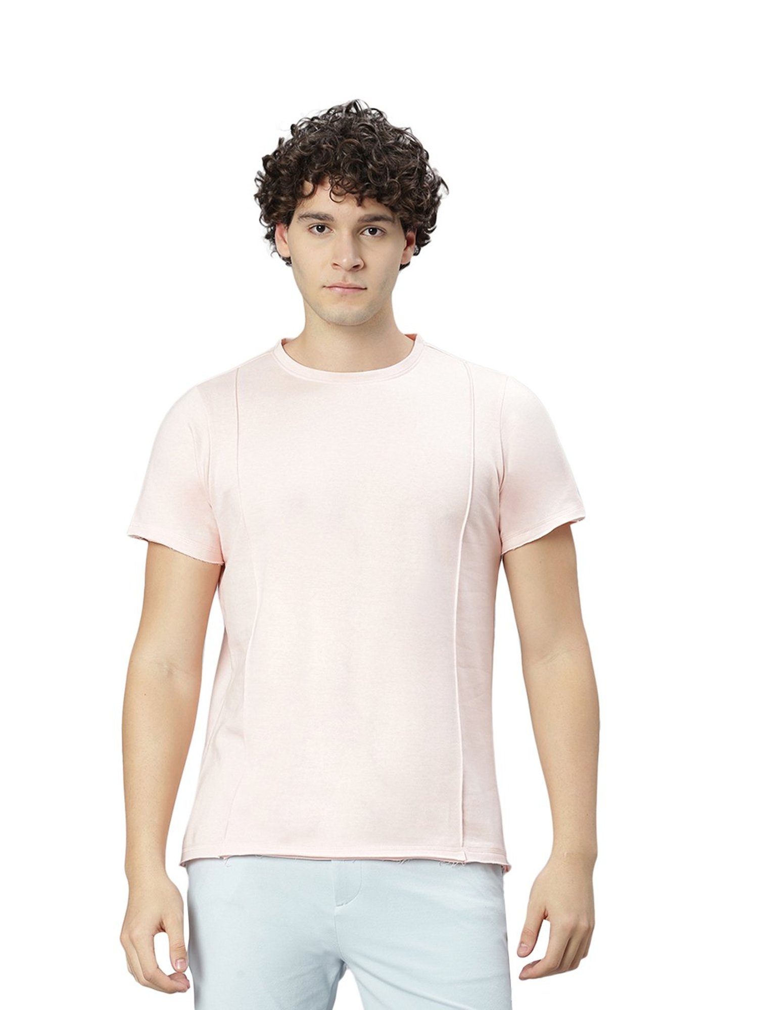 Slowave Light Peach Regular Fit T-Shirt