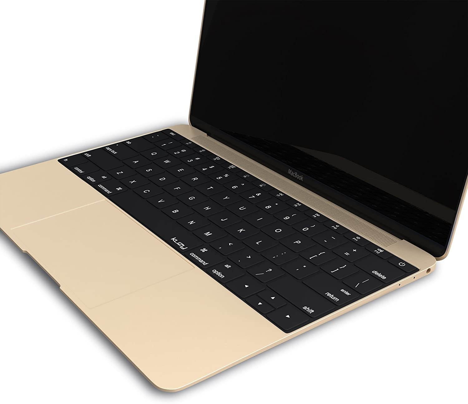 Kuzy - Solid Black Keyboard Cover for MacBook Pro 13 inch A1708 (No TouchBar) Release 2016 & MacBook 12" A1534 Newest Silicone Skin - Solid Black