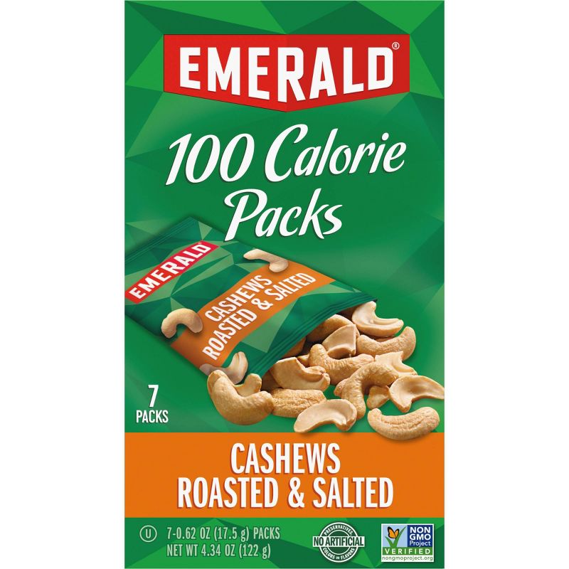 Emerald 100 Calories Cashews Roasted and Salted - 4.41oz/7ct