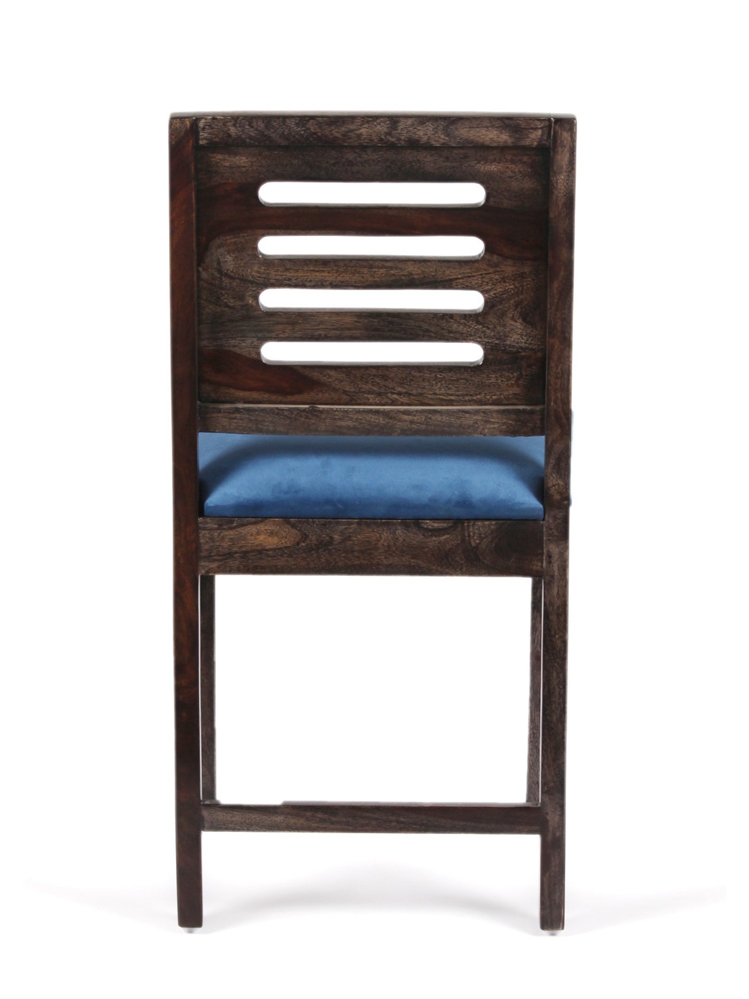 Ikiriya Rosslyn Solid Blue & Dark Brown Wood Dining Chair Mahogany Finish