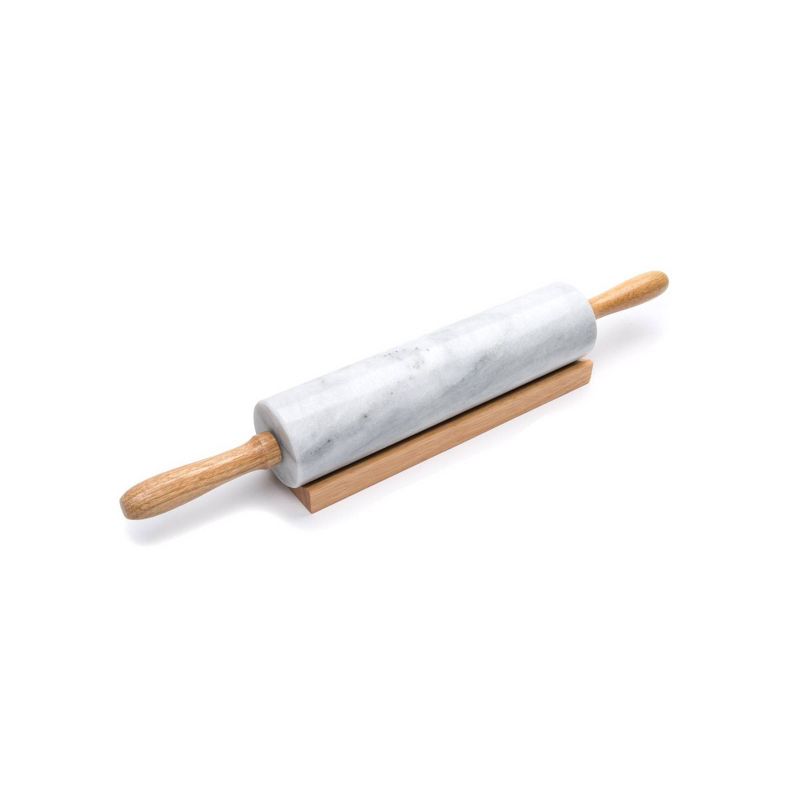 2pc Marble Rolling Pin and Base with Wood Handles - Fox Run
