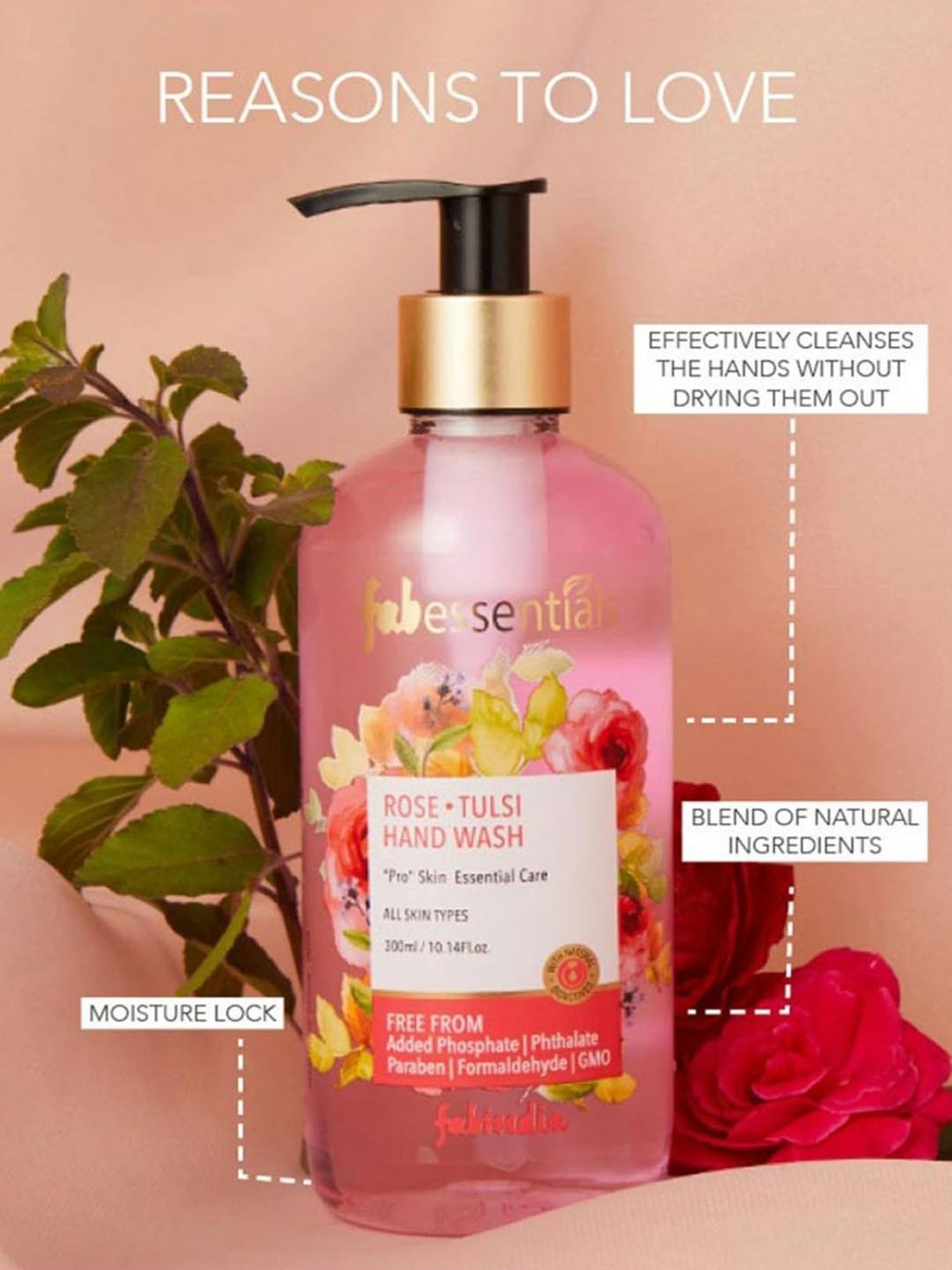 Fabessentials Rose & Tulsi Hand Wash - 300 ml