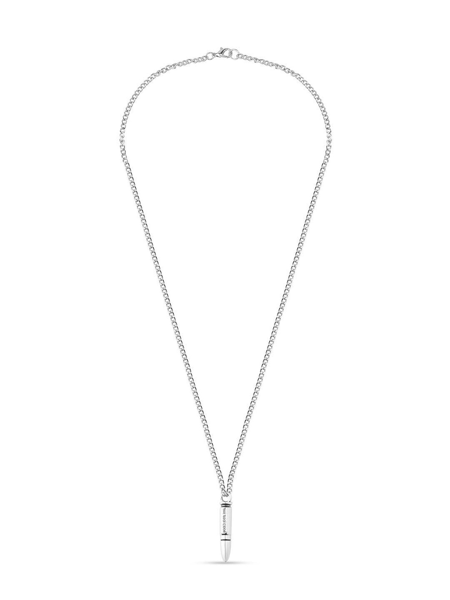 The Bro Code Engraved Silver-Plated Bullet Pendant Necklace for Men