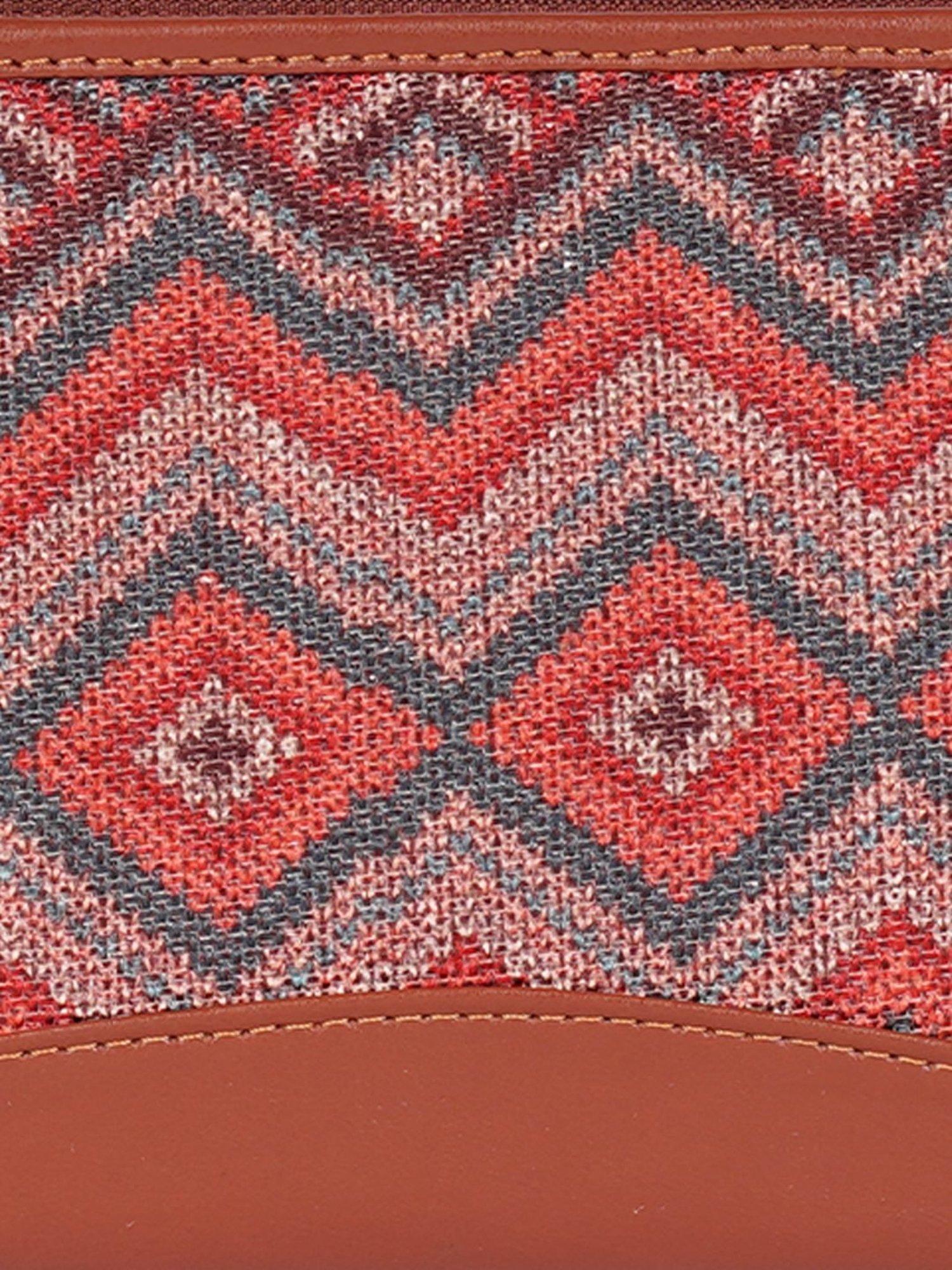 ZOUK Red Printed Zip around Wallet for Women