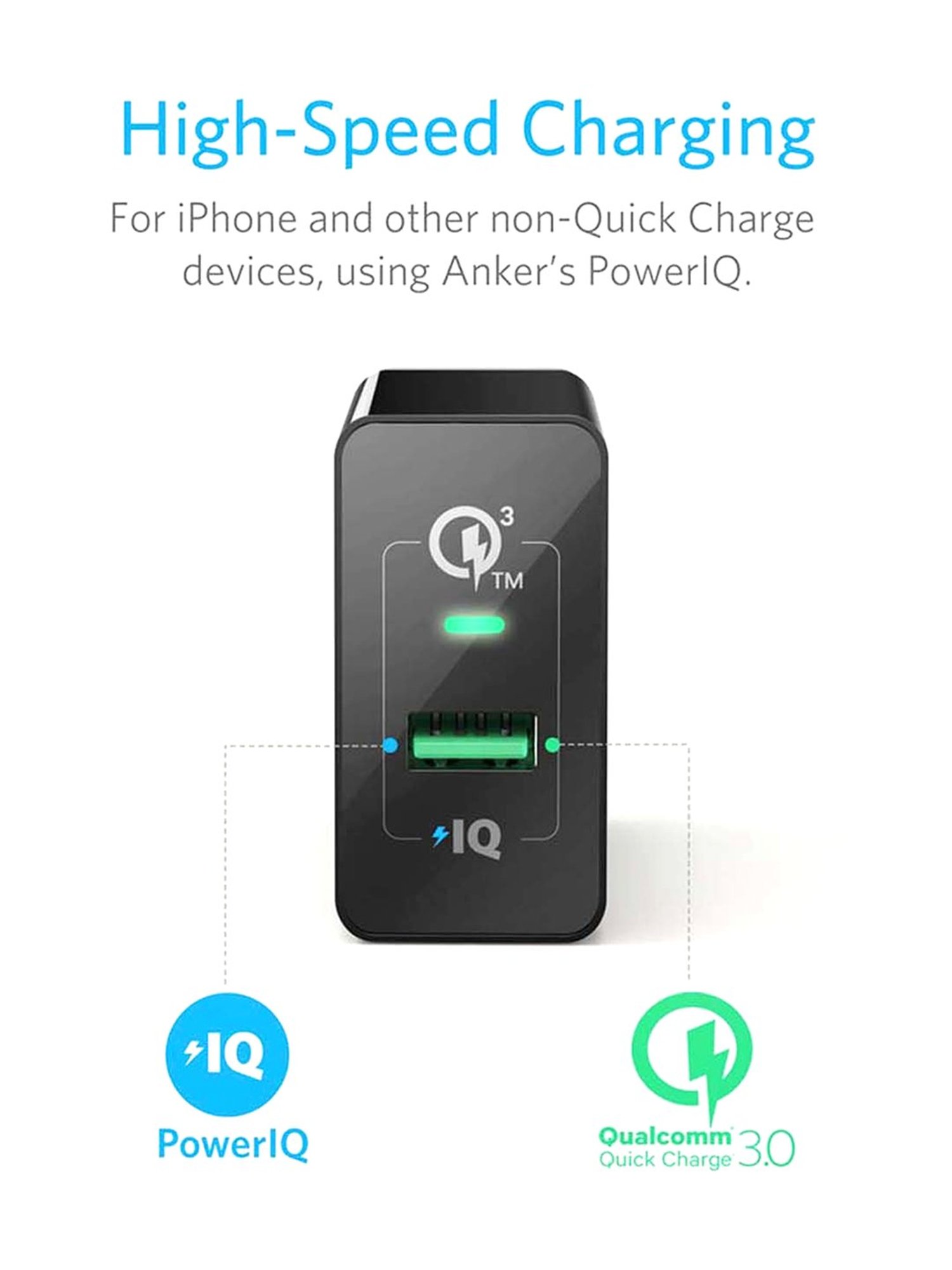 Anker Powerport Plus A2013Y11 Qualcomm 3.0 Quick Charge USB Wall Adapter (Black)