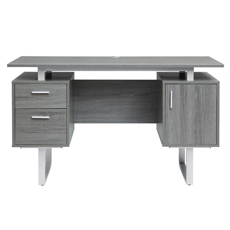 Modern Office Desk with Storage Gray - Techni Mobili