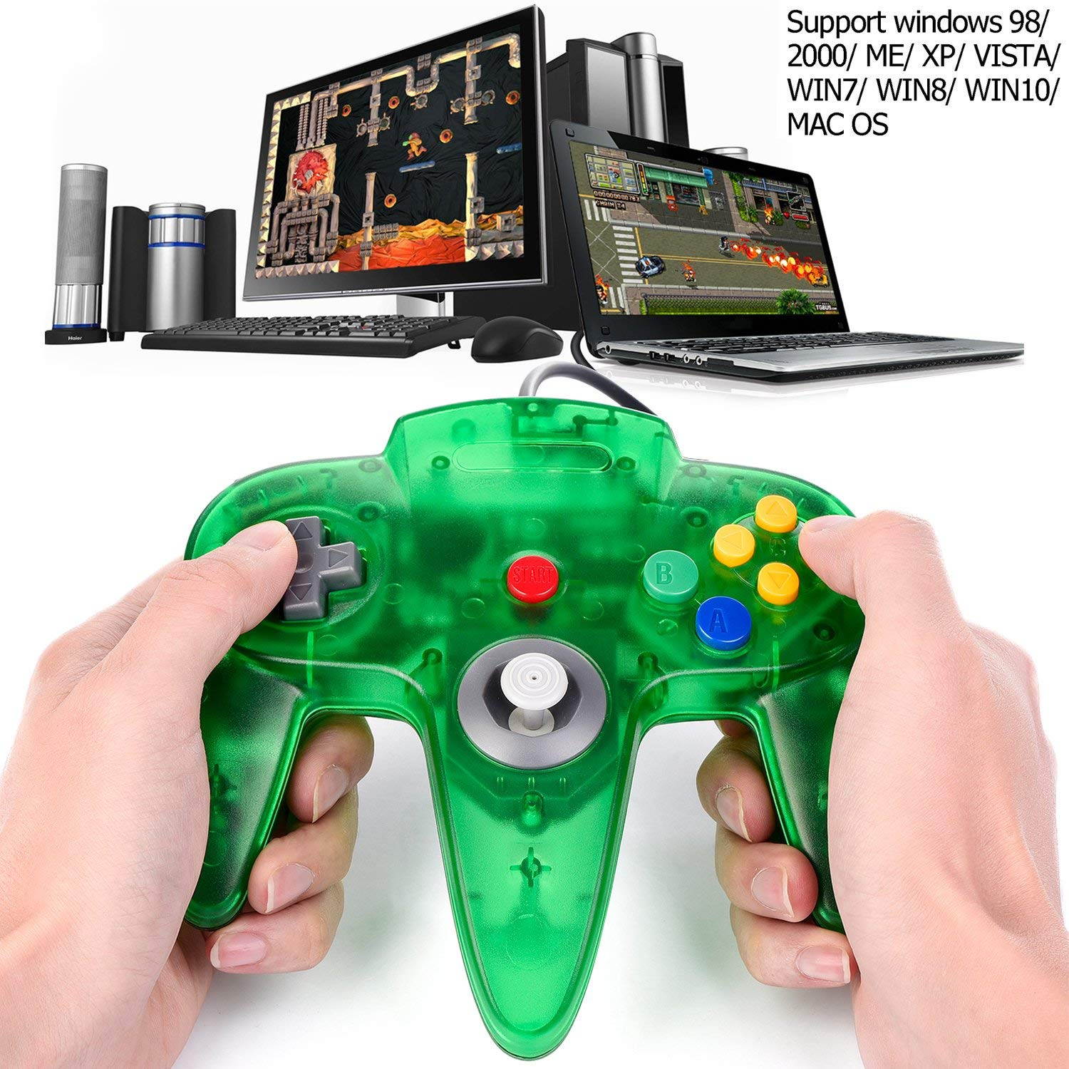 Generic Classic N64 Controller, Wired USB PC Game pad Joystick for Windows PC MAC Linux Raspberry Pi 3 Sega Genesis Higan