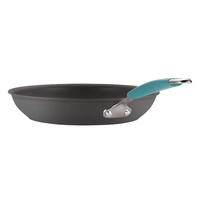 Rachael Ray Twin Pack Hard-Anodized Nonstick Skillet Set with Handles - Gray with Agave Blue