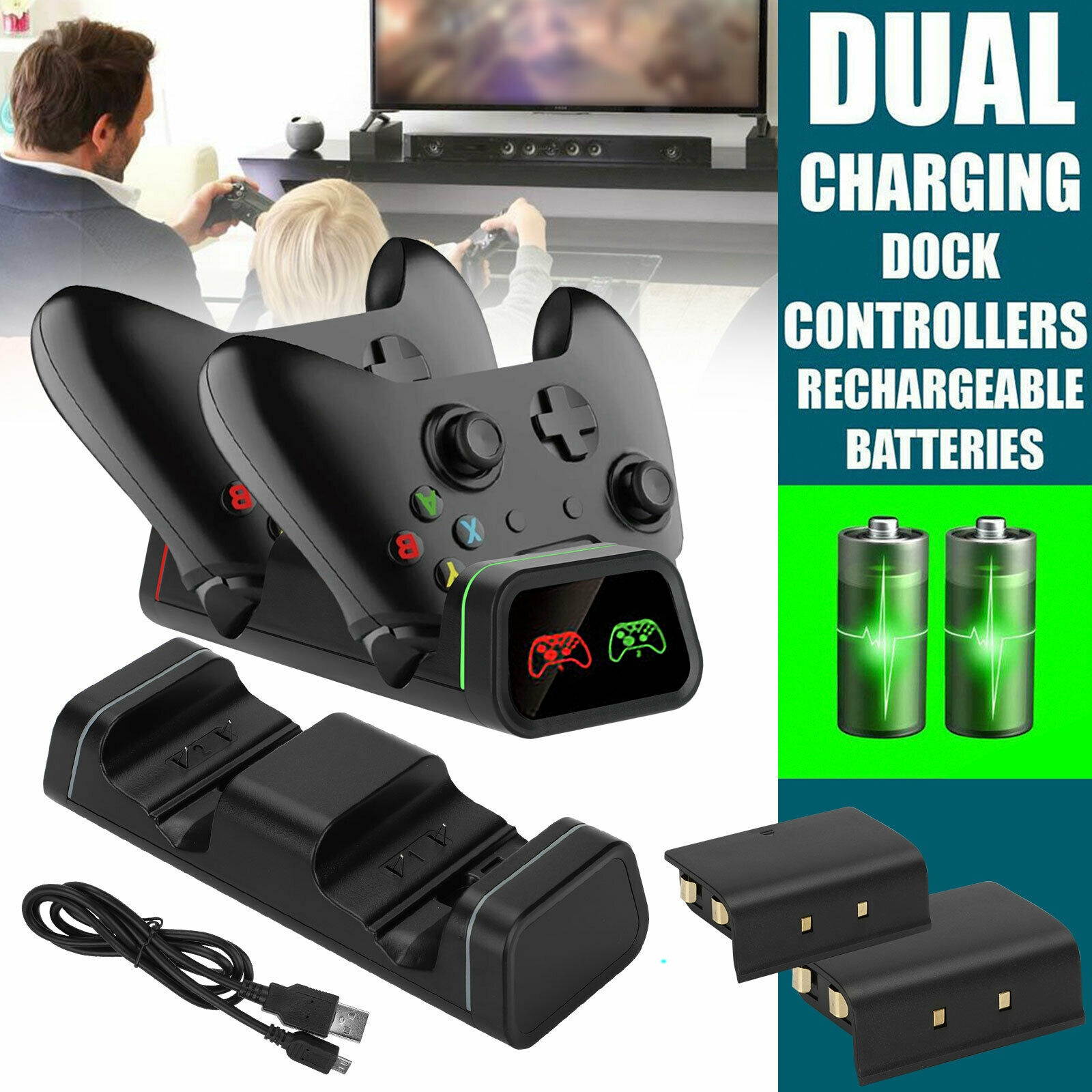 Xbox One S Cooling Dock, Xbox One S Vertical Stand with 3 High Speed Cooling Fans & 2-Port USB Charging & Data Syncing for Xbox One S Gaming Console