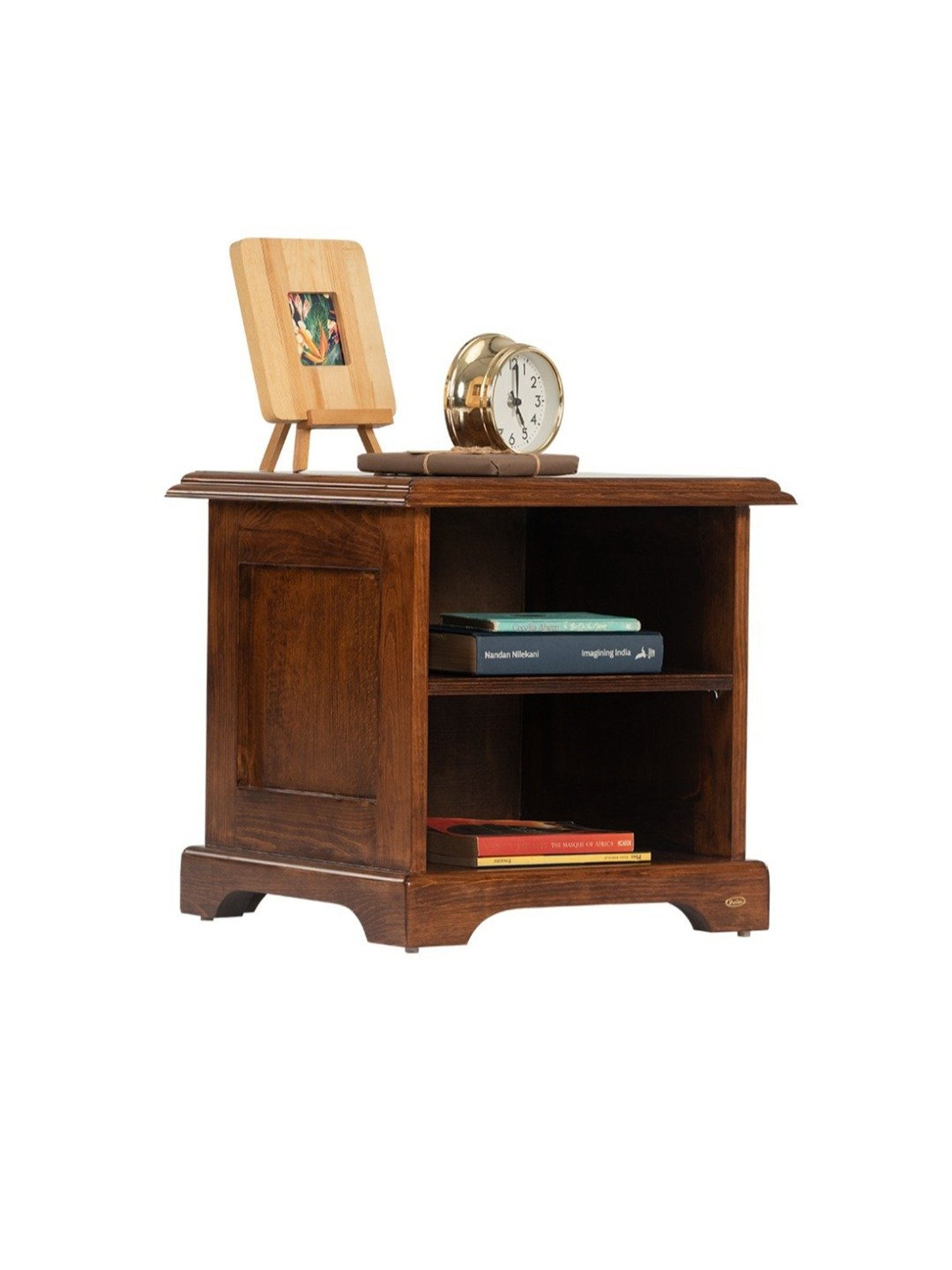 Durian Lewis Brown Solid Wood Side & End Table in Dark Oak Finish