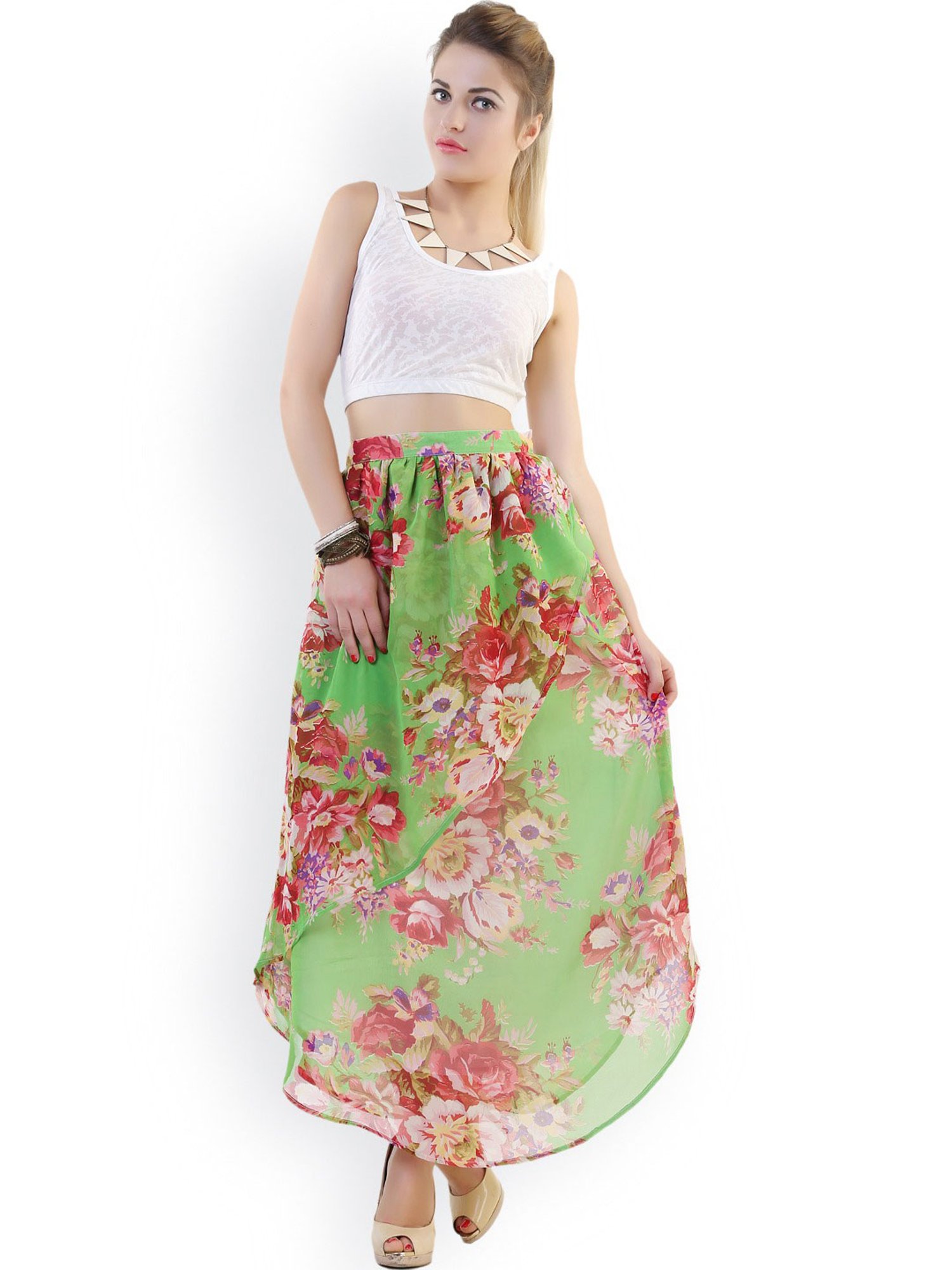 Belle Fille Multicolor Floral Print Skirt