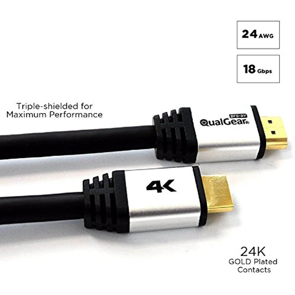 QualGear&reg; 50 Feet High-Speed Long HDMI 2.0 Cable with 24K Gold Plated Contacts, Supports 4K Ultra HD, 3D, 18 Gbps, Audio Return Channel,CL3 Rated for In-Wall Use (QG-CBL-HD20-50FT)