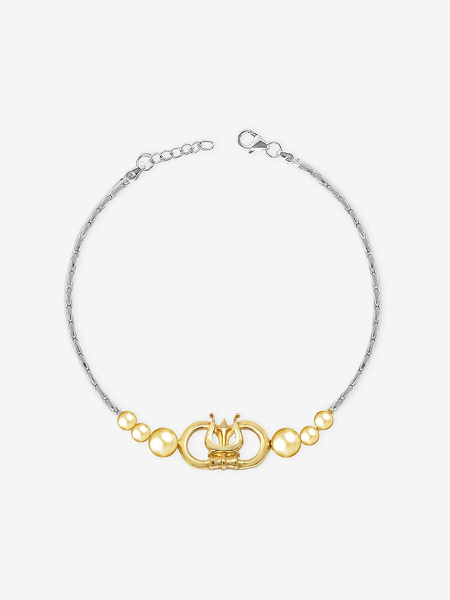 Touch925 Gleaming Trishul Rakhi cum Bracelet in Sterling Silver for Men