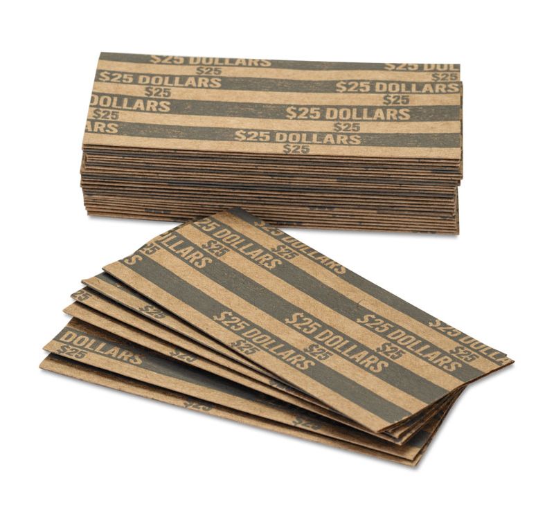 Coin-Tainer Flat Coin Wrappers Dollar Coin $25 Pop-Open Wrappers 1000/Box 30100