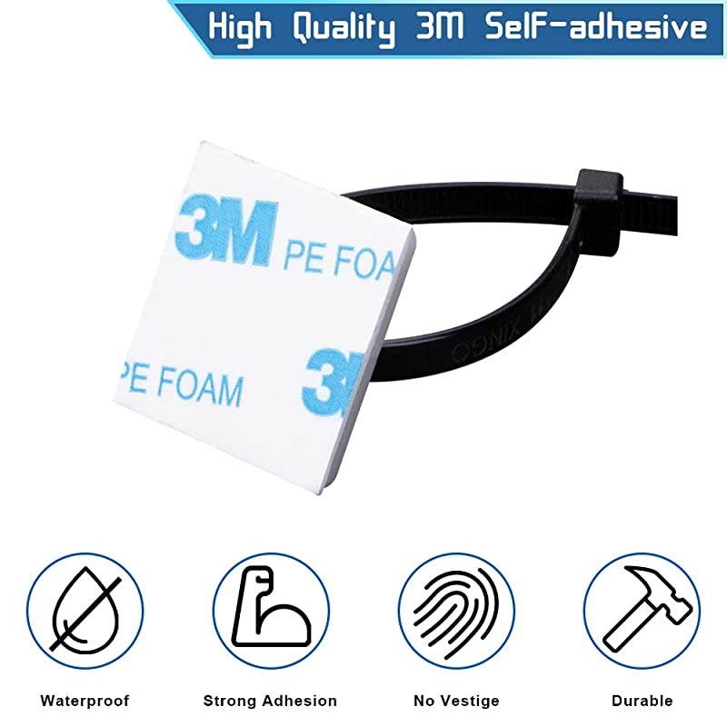 Tie Mount and Zip Tie Squares Adhesive Mountperfect for Wire Clips Management Zip Tie AnchorsDurability Prograde UV Wire Holder 100pcs 075n White