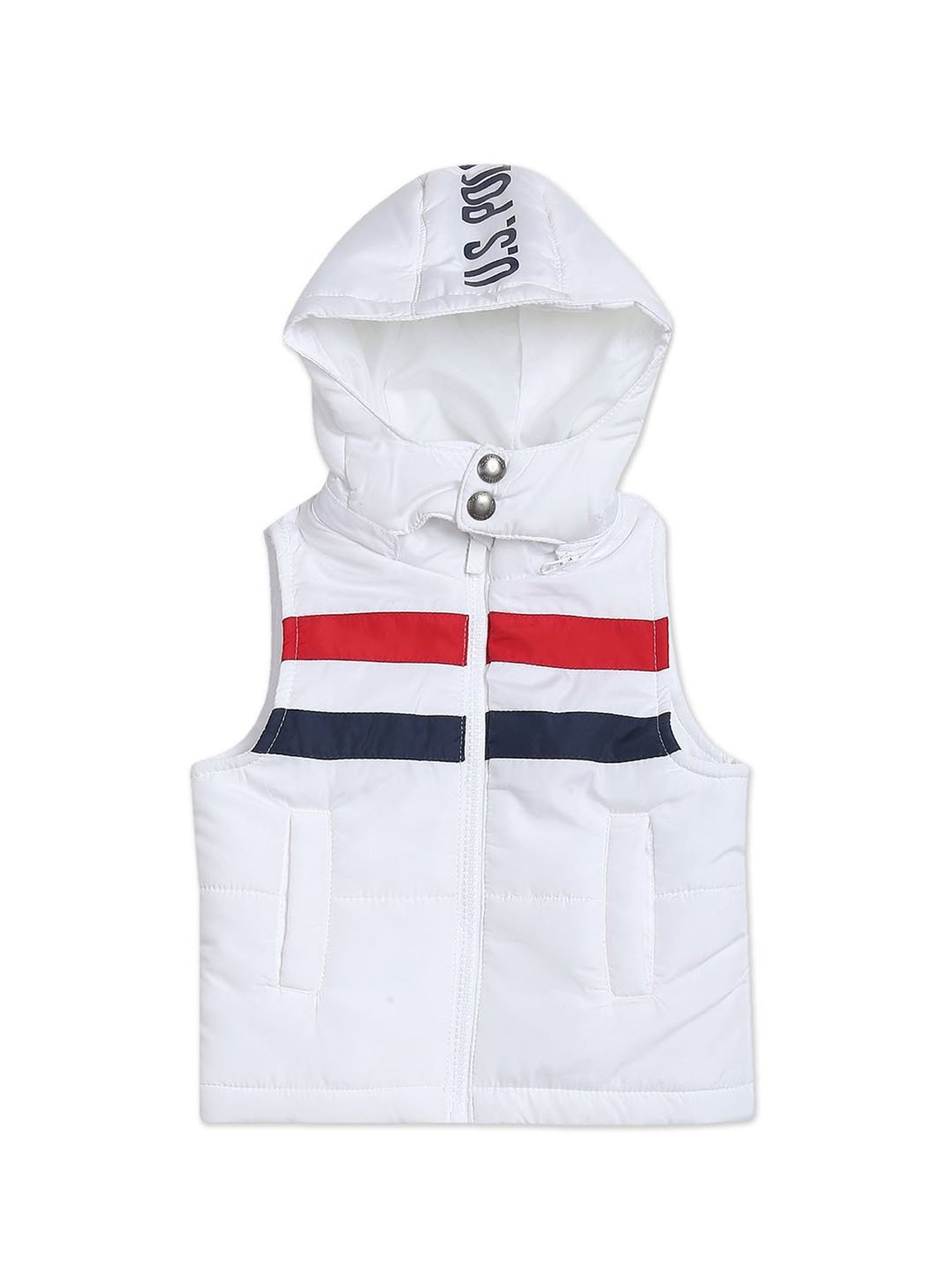 U.S. Polo Assn. Kids White Striped Puffer Jacket