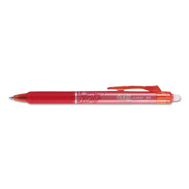 Pilot 00072838325228 Frixion Clicker Erasable Gel Ink Retractable Pen Red Ink, .5Mm, Dozen
