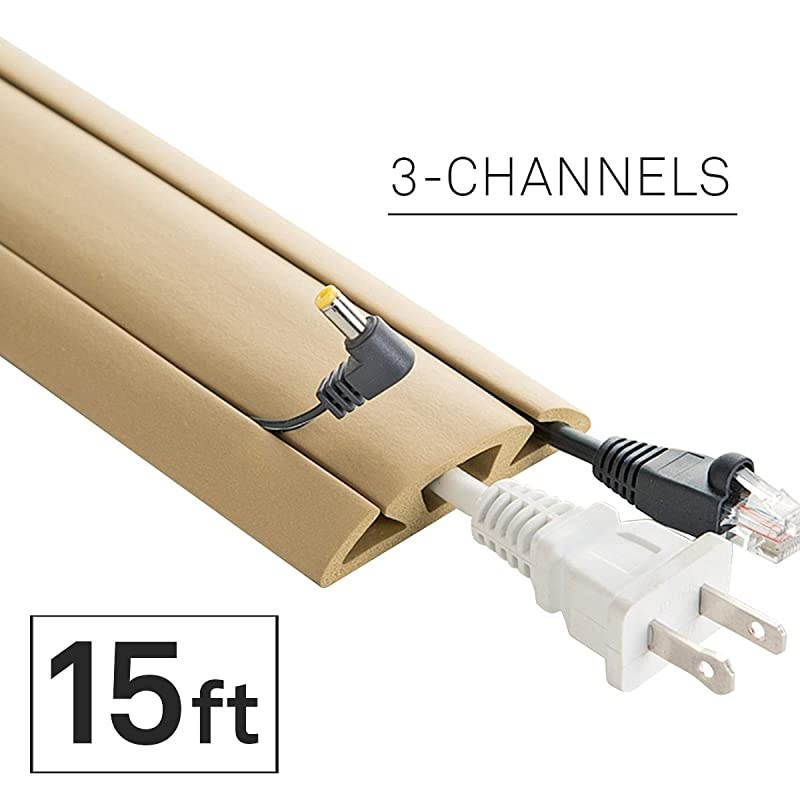 15Feet Cord Protector with 3Channels Beige