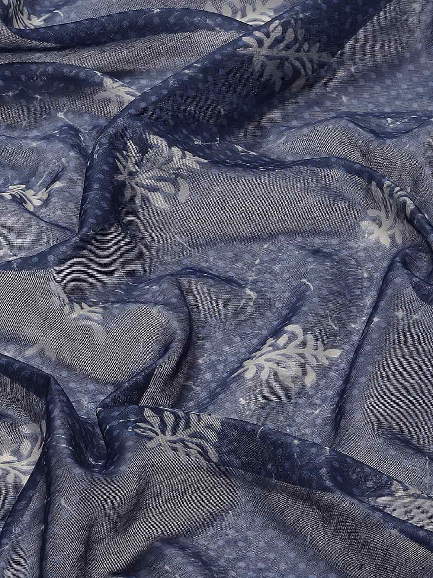 Unnati Silks Grey Cotton Printed Saree With Unstitched Blouse