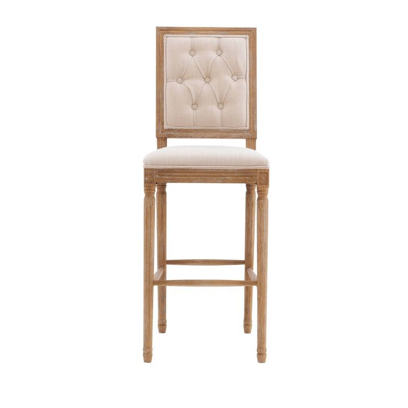 Avalon Linen Tufted Square Back Barstool White - Linon
