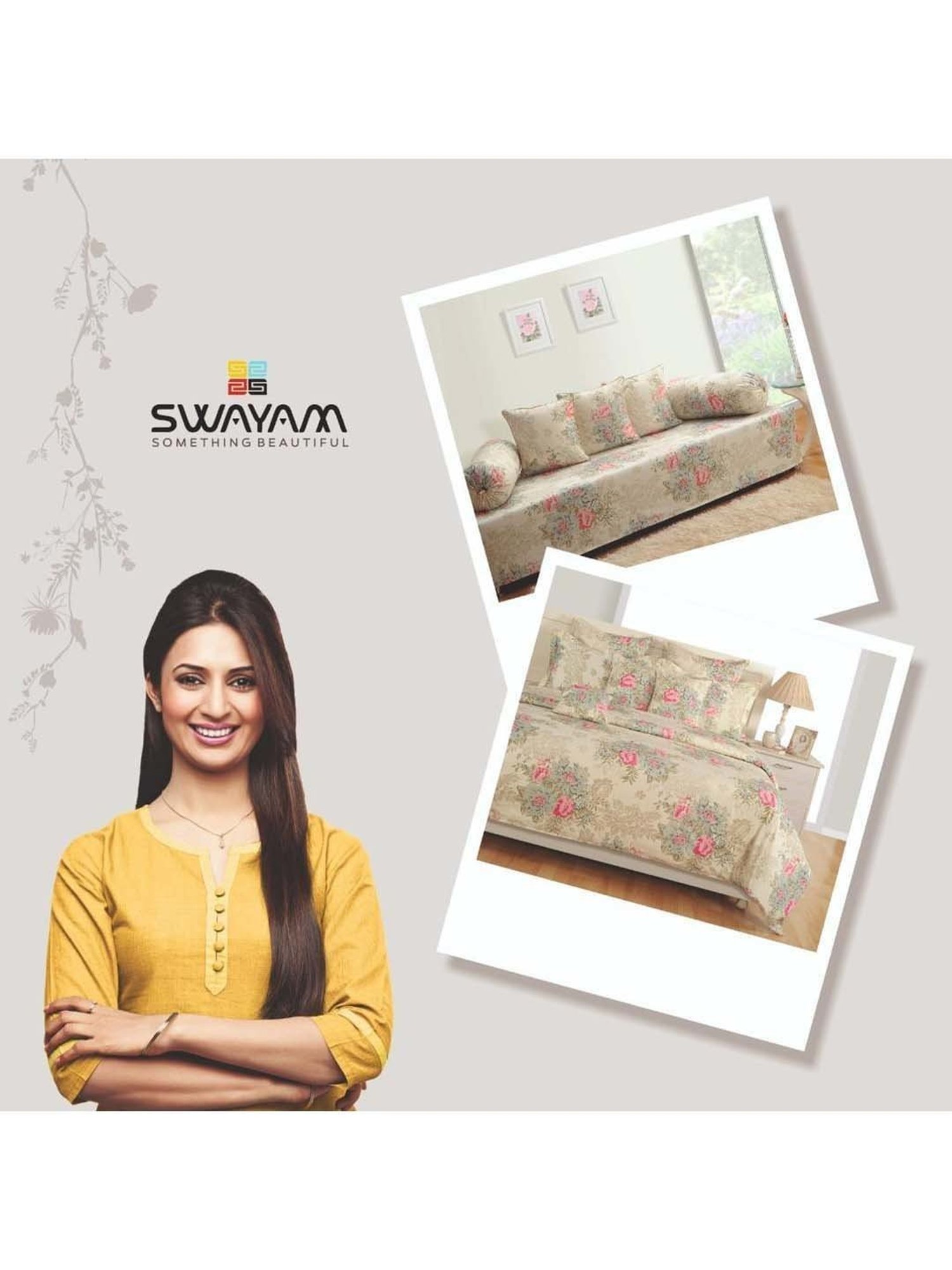 Swayam Floral Green 160 TC Cotton Single Bedsheet with 2 Pillow Covers