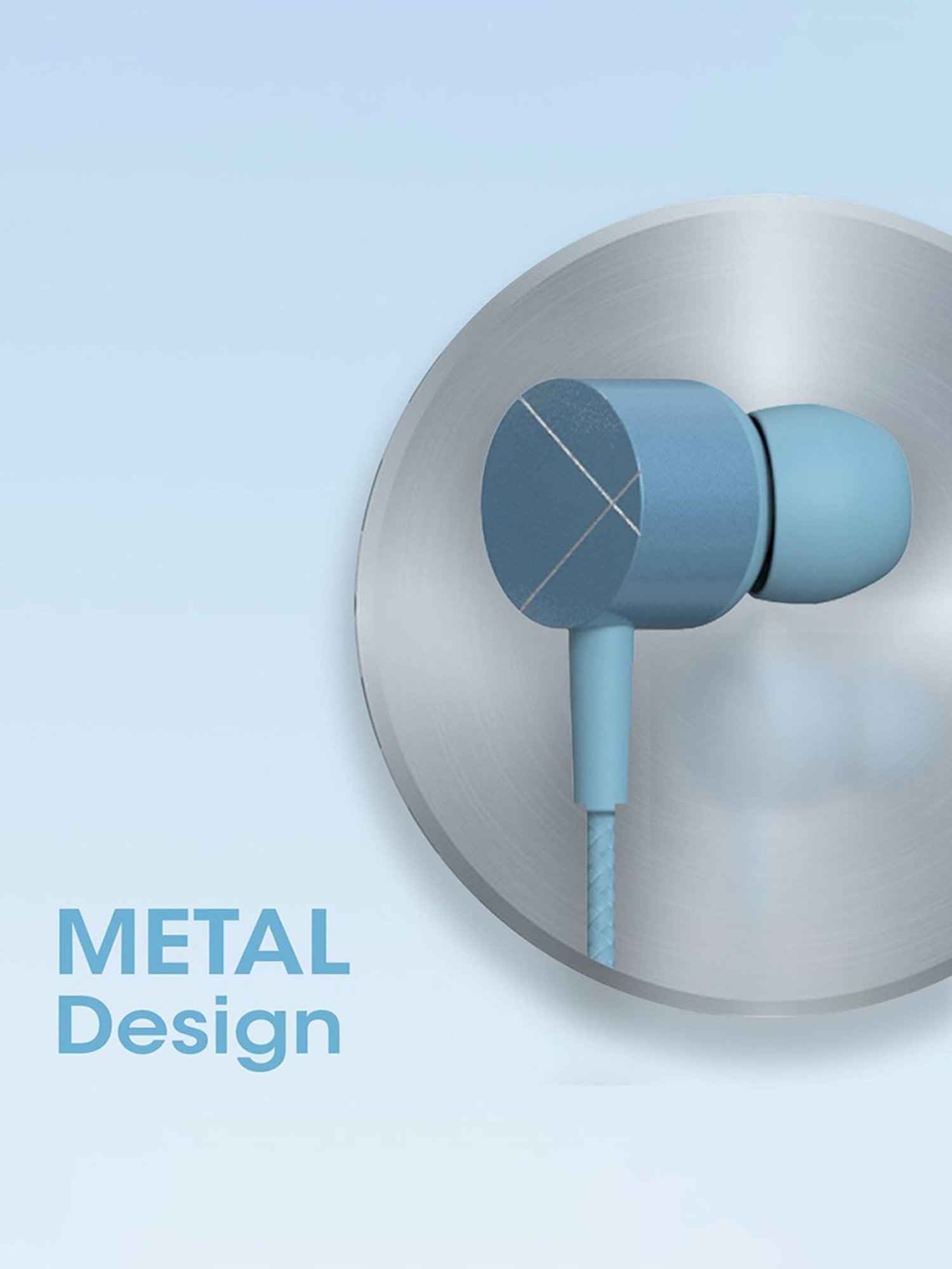 Zebronics Zeb-Buds C2 in Ear Type C Wired Earphones with Mic, Braided 1.2 Metre Cable (Blue)