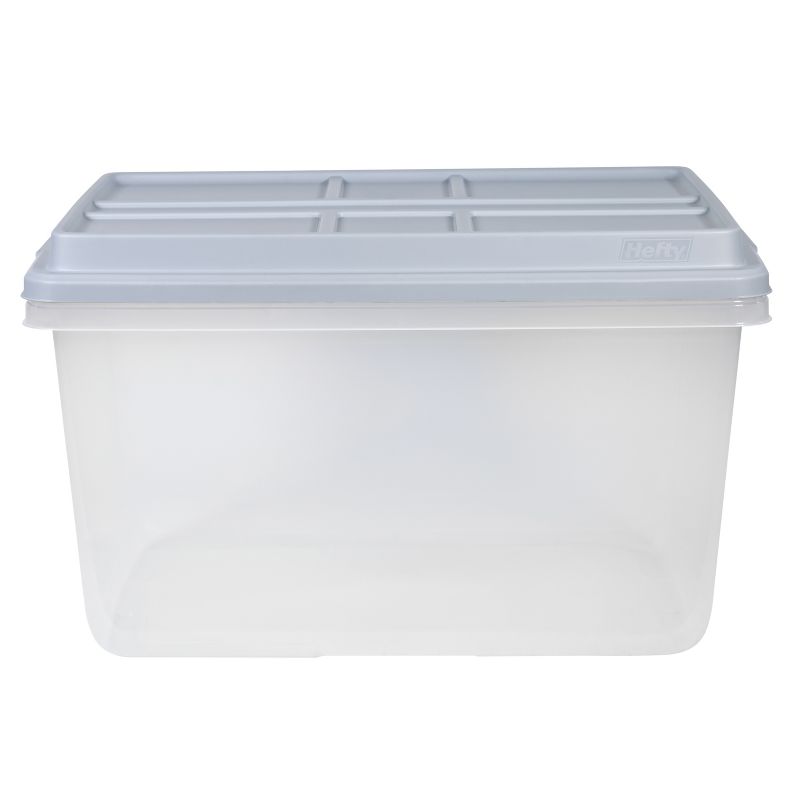 Hefty 72qt Clear Hi-Rise Storage bin with Stackable Lid Gray