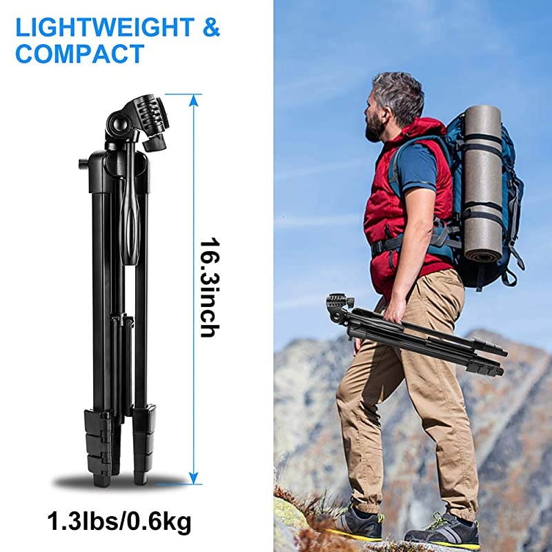 Tripod57 Extendable Travel Tripod Stand with Cell Tripod HolderSmartRemote ShutterCompatible with iAndroid CameraGopro