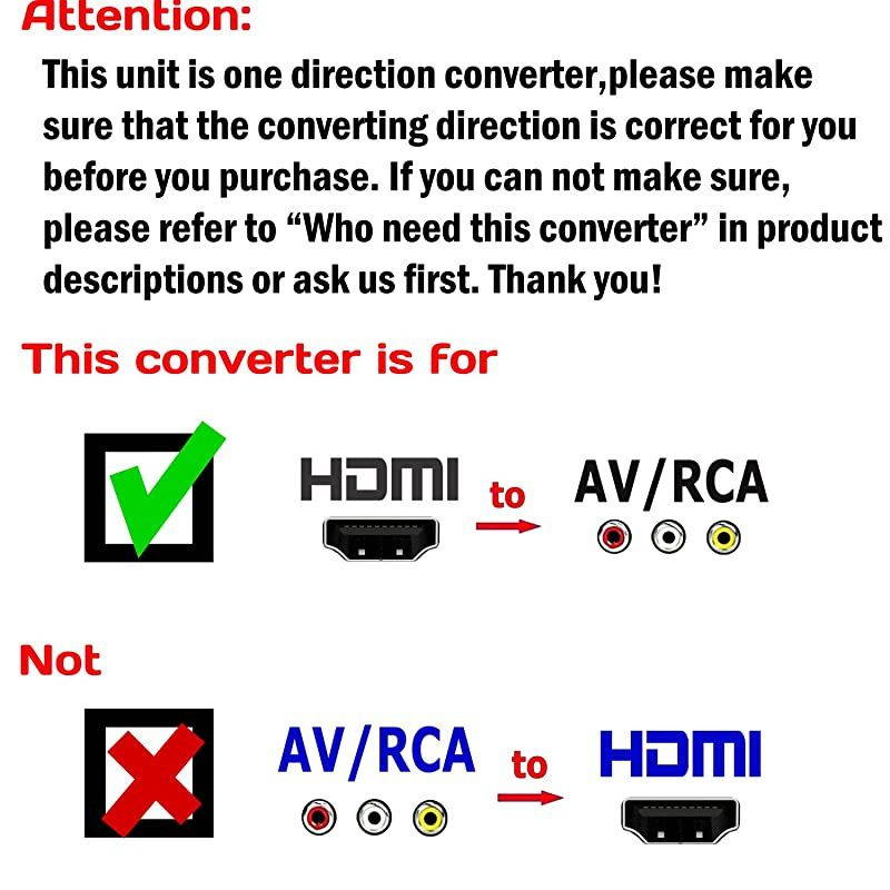 Powered HDMI to AVRCA Converter 1080p HDTV HDMI to Composite RCA Audio Video AV CVBS Adapter Converter Box with Power Adapter Highend Metal Box with 1 Year Warranty
